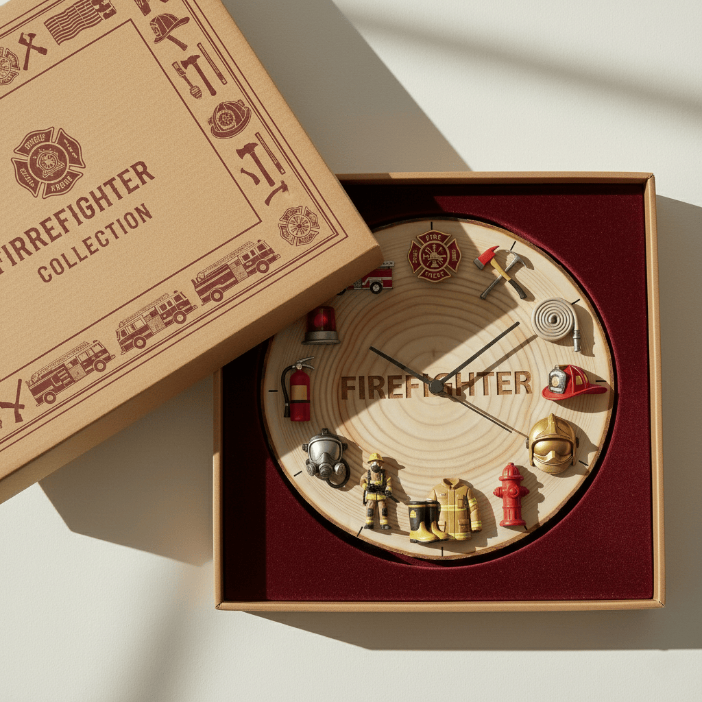 Premium Firefighter Wooden Wall Clock HTTT